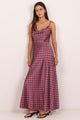Influence Blush Polka Dot Satin Bias Maxi Dress