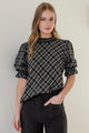 Influential Black Check High Neck SS Top