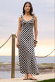Infuse Black Gingham Frill Maxi Dress