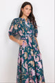 Intuition Petrol Scarf Print Puff Sleeve Maxi Shirt Dress