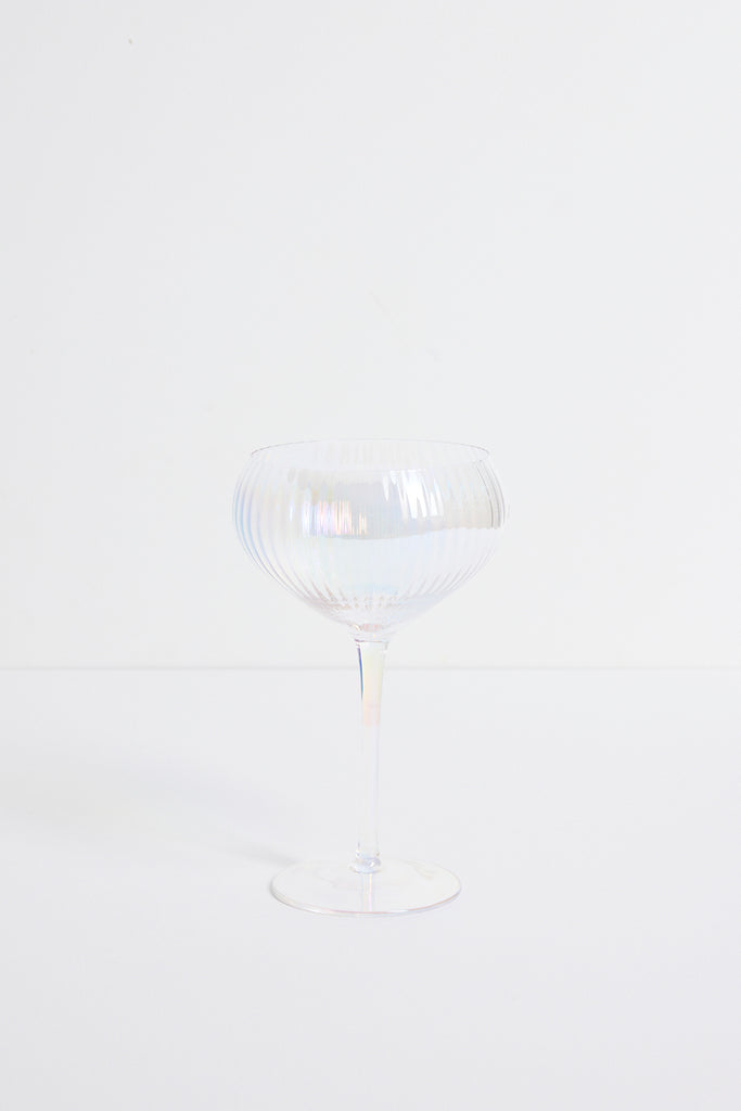 Shop Iridescent Ripple Wide Champagne Wine Glass | Flo & Frankie