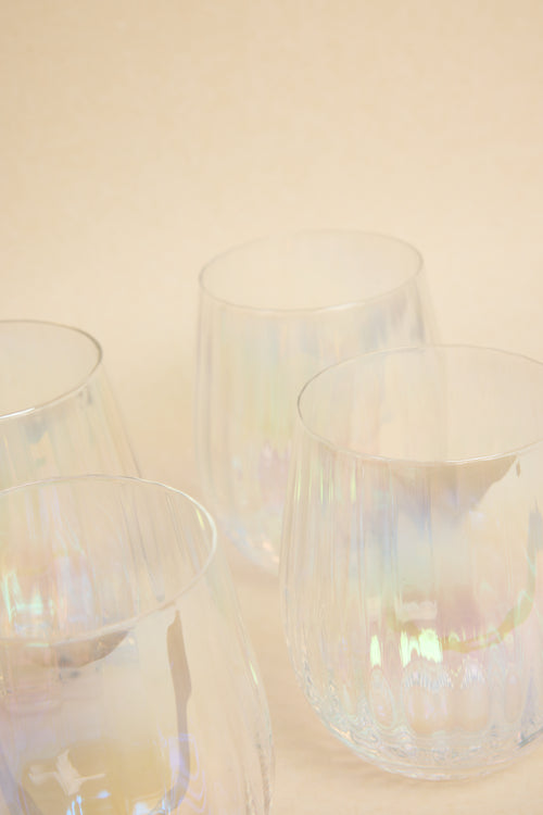 iridescent stemless glass