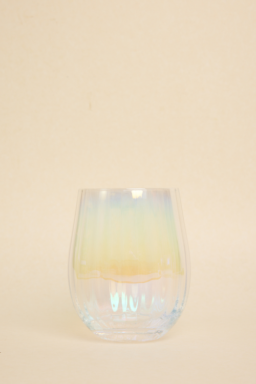 iridescent stemless glass