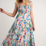 Isabella Watercolour Strappy Tiered Maxi Dress