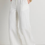 Island Ivory Linen Viscose Pleat Front Wide Leg Pant