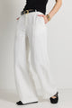 Island Ivory Linen Viscose Pleat Front Wide Leg Pant