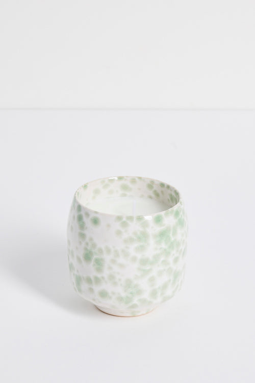 Ivory Green Splash Glazed Ceramic Soy Wax Candle