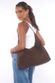 Jami Chocolate Suede Slouch Shoulder Bag