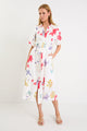 Jasmine Cream Poppy Floral Puff Sleeve Long Shirt Dress