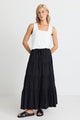 Jealous Black Cotton Multi Tiered Maxi Skirt