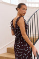 Joyous Chocolate Blue Polka Dot Georgette Bias Slip Maxi Dress