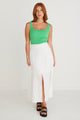 Mercy White Linen Button Front Aline Skirt