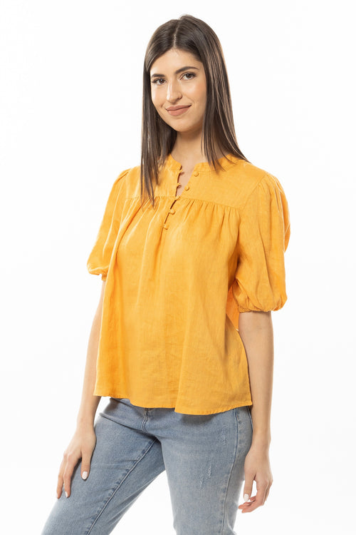 Wilderness Apricot Linen Viscose SS Blouse WW Top Leila + Luca   