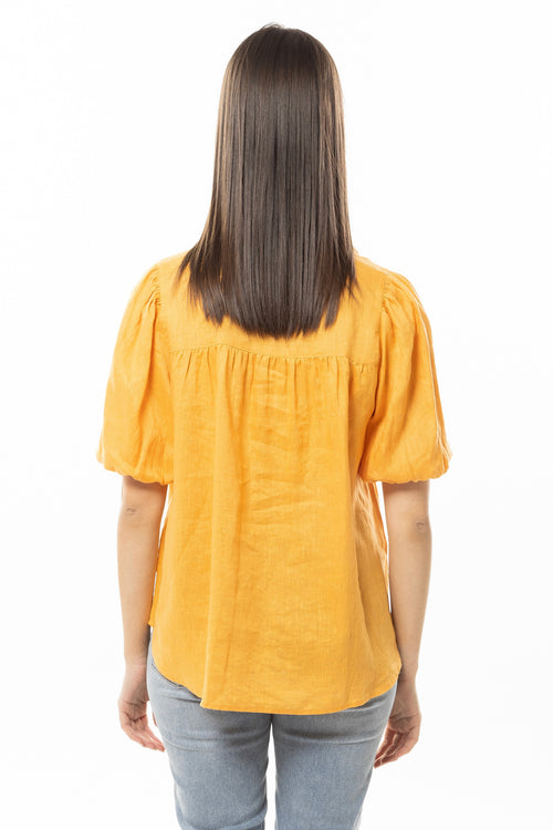 Wilderness Apricot Linen Viscose SS Blouse WW Top Leila + Luca   