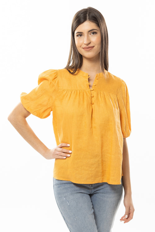 Wilderness Apricot Linen Viscose SS Blouse WW Top Leila + Luca   