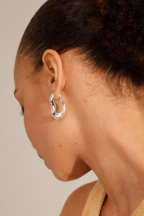 wavy silver earring