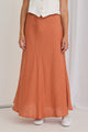 Lagos Terracotta Linen Floaty Bias Cut Maxi Skirt