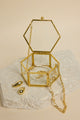 Glass with Gold Trim Large Hexagonal Jewellery Boxes