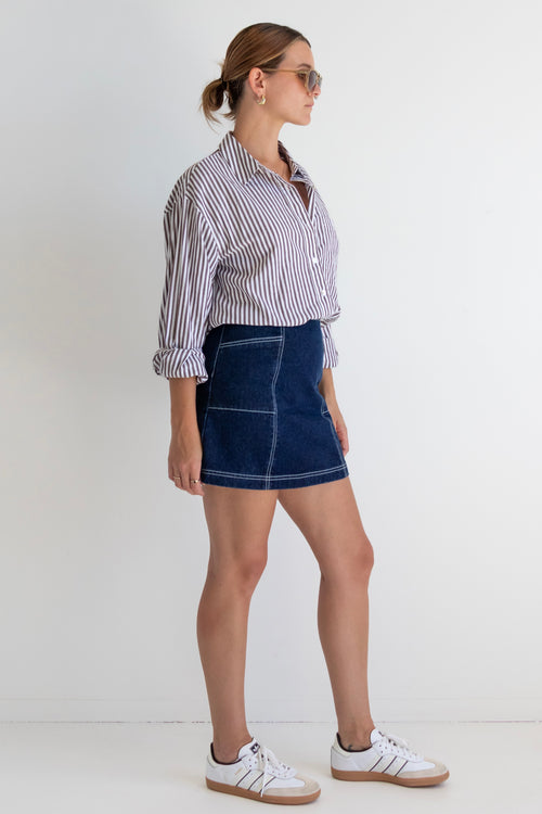 dark indigo denim mini skirt 