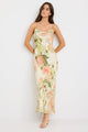 Lavish Cream Peach Floral Tie Back Bias Slip Dress