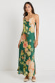 Lavish Forest Floral Tie Back Slip Dress