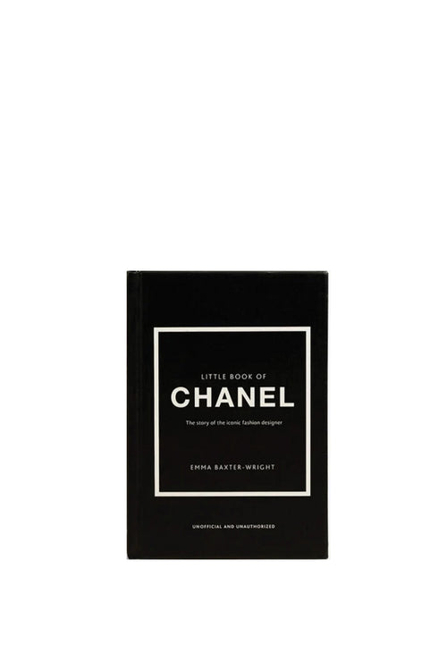 Black book with Chanel branding on a white background