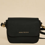 black leather bag