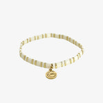 Love Cream Gold Stripe with Gold Charm Bracelet ACC Jewellery Love Lunamei   