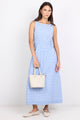 Lucent Blue Gingham Sleeveless Shirred Bodice Midi Dress