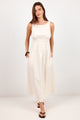 Lucent Cream Sleeveless Shirred Bodice Midi Dress