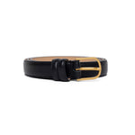 Luna Black Leather Matte Gold Buckle Belt
