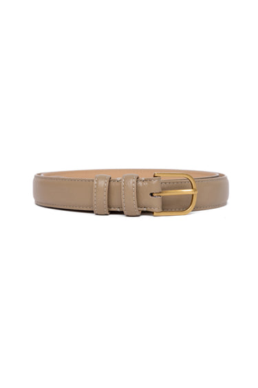 Luna Taupe Leather Matte Gold Buckle Belt
