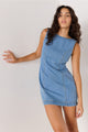 Miles Mid Blue Sleeveless Denim Mini Dress