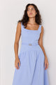 Luella Sky Blue Belted Sleeveless Midi Dress