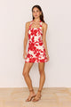 Rosela Red White Floral Halter Mini Dress