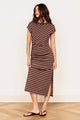 Vesper Chocolate Stripe SS Midi Dress