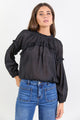 Manifest Black Voile Frill Detail LS Top