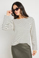 Maple Black Stripe Boatneck LS Top