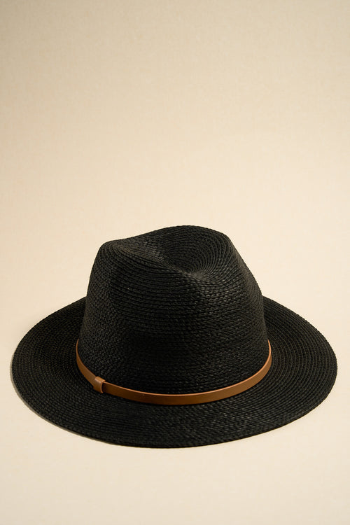 black woven hat