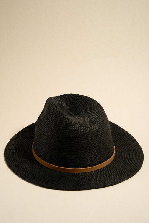 black woven hat