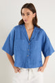 Meander Cornflower Blue Linen Boxy SS Shirt