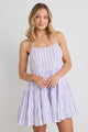 Memphis Lilac stripe Strappy Tiered Mini Dress