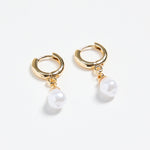 Mini Pearl Huggie Gold Earrings