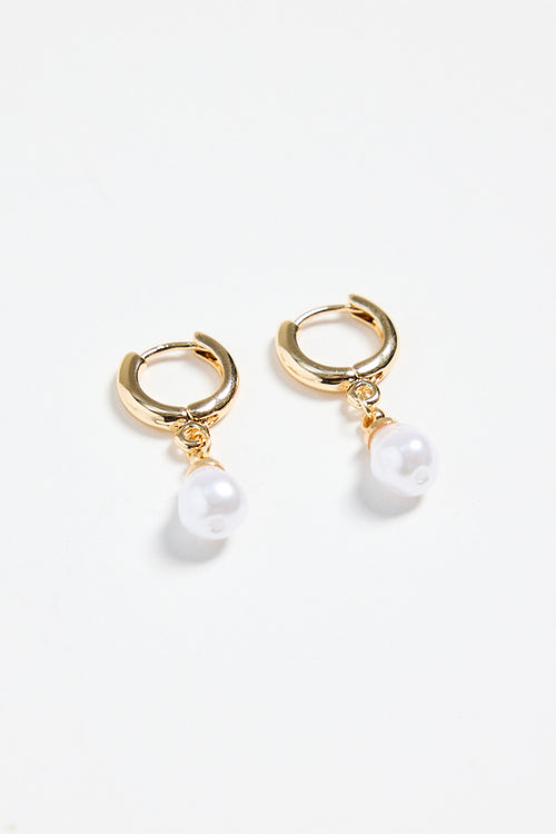 Mini Pearl Huggie Gold Earrings