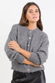 Mirage Grey Marle Fluffy Crewneck Cardigan