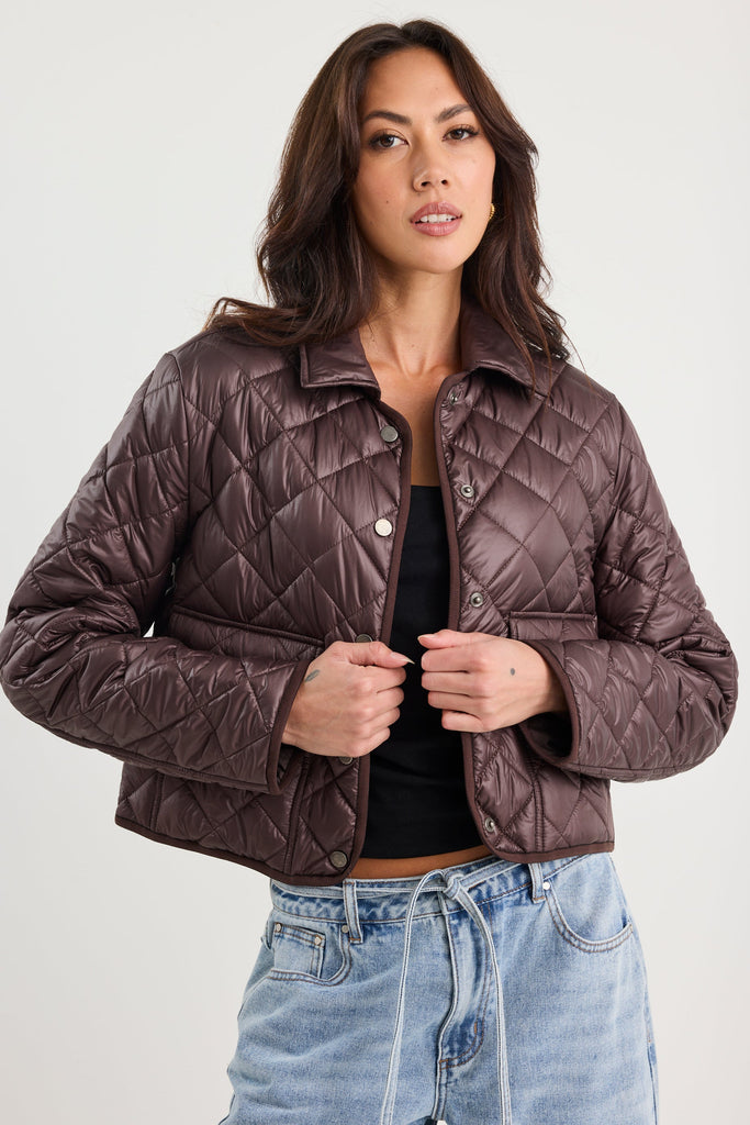 Navigate Chocolate Quilted Soft Sheen Co | Flo & Frankie