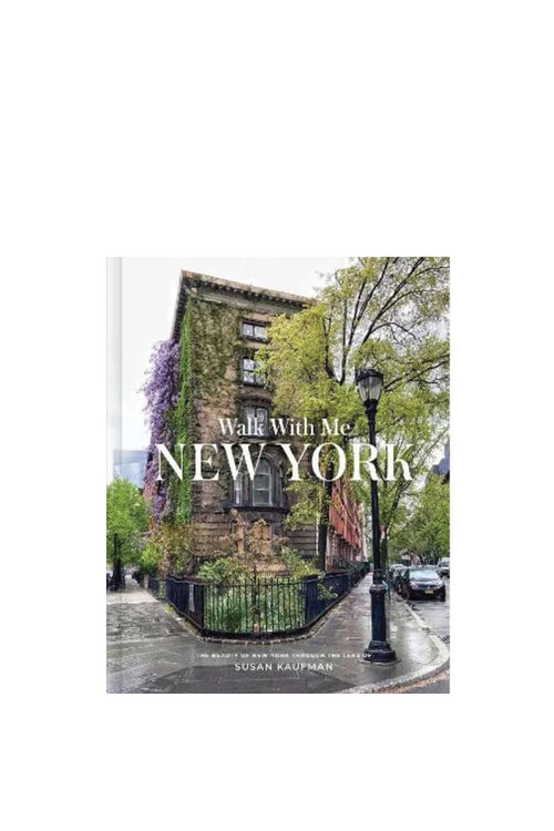 Book cover of 'Walk With Me New York' with a street scene and building in the background.