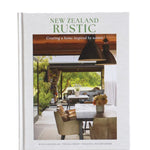 Book titled 'New Zealand Rustic' with a cover photo of a rustic interior design.