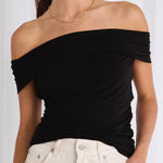 Nightlife Black Stretch Off Shoulder Top