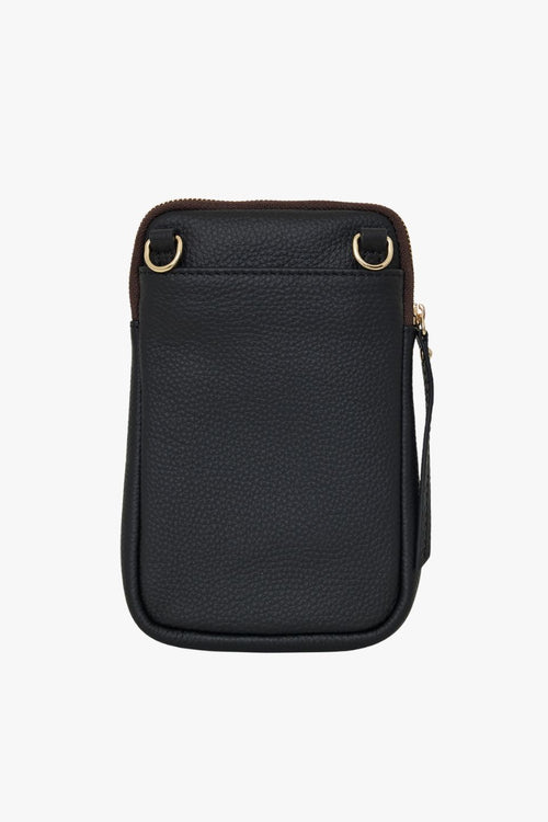 image shows black sling bag with zip by saben